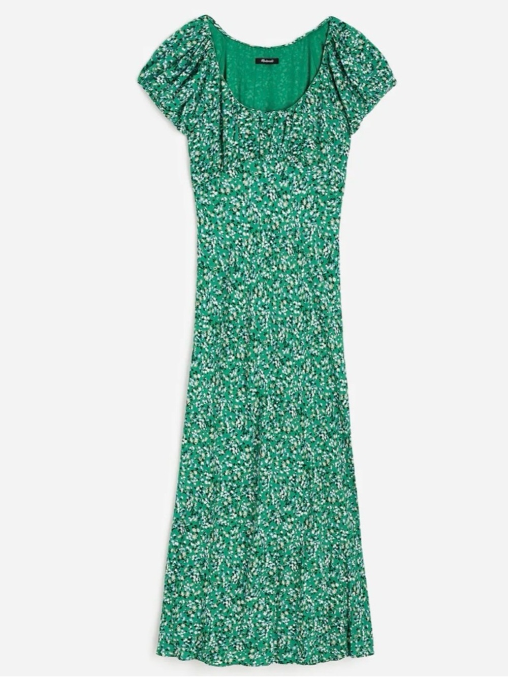 Madewell Ruched Scoopneck Midi Dress in Floral Kelly Green size 8 NWT - Picture 3 of 8
